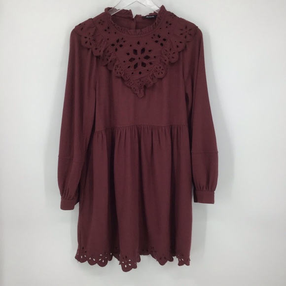 Madewell Embroidered Ruffled Flannel Mini Dress - Picture 2 of 13